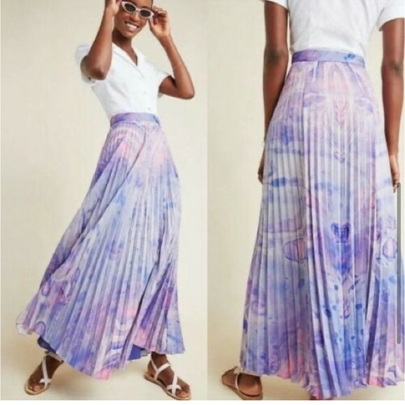 Siddhartha Bansal Anthropologie Marble Dyed Pleated Skirt Psychedelic Festival 2 - Picture 3 of 13